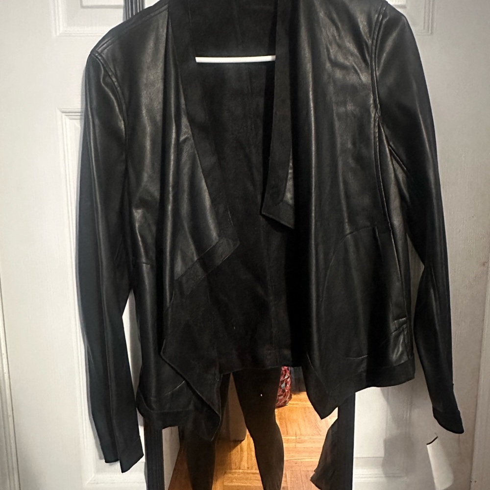 BB Dakota Black Draped Leather Jacket